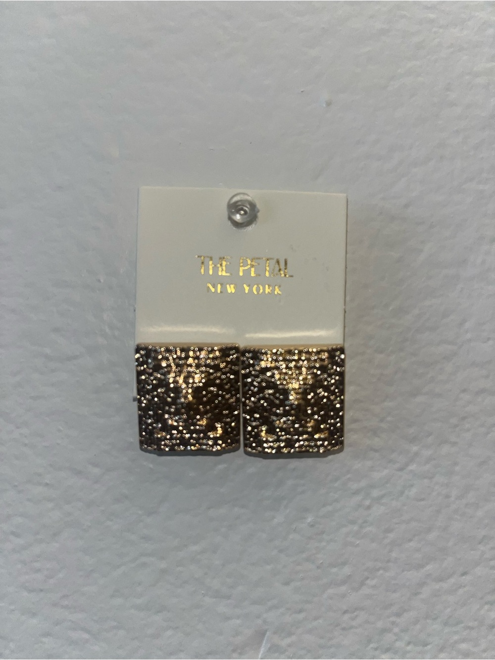Gold Textured Square Stud Earrings